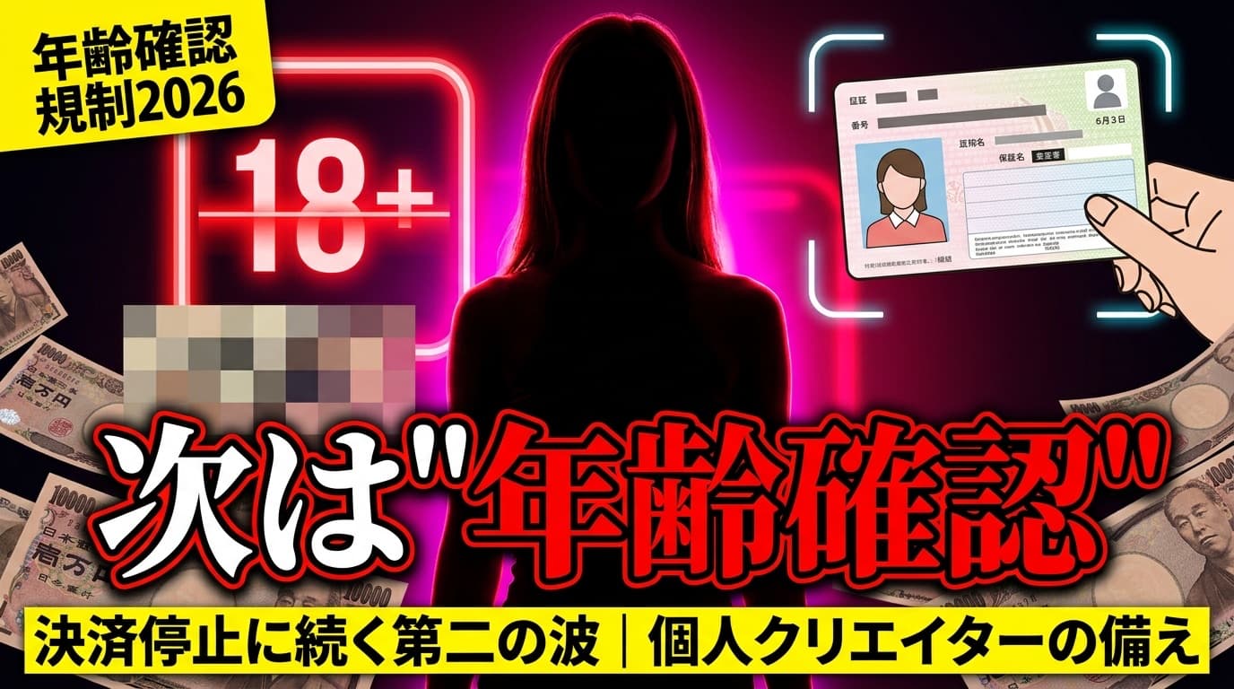 アダルトの「年齢確認」がついに日本上陸 — 総務省6月報告書とPornhub米国撤退が示す"第二の波"、個人クリエイターは何に備えるか【2026】