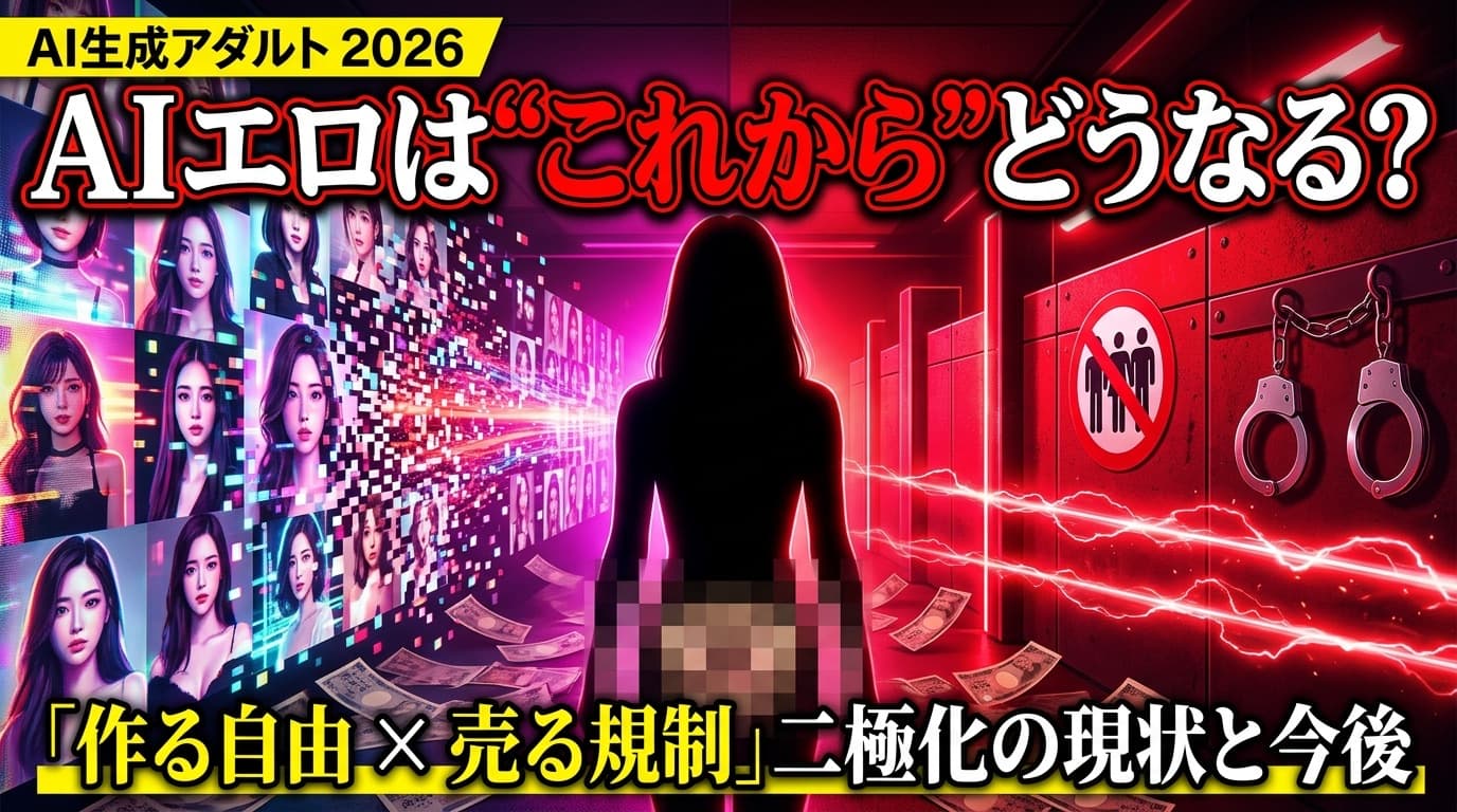AI生成アダルトはこれからどうなる? — 「作るのは自由、売るのは規制」に二極化する2026年の現状と今後