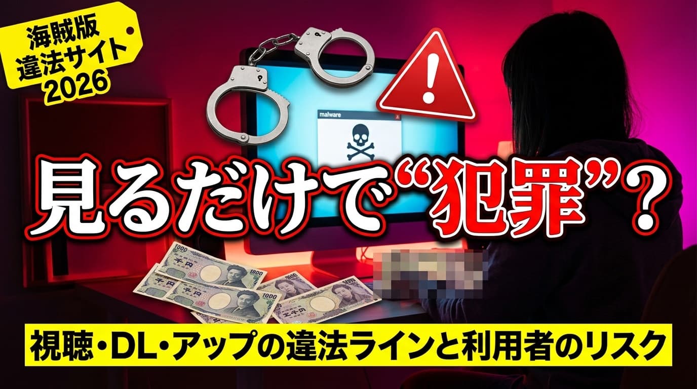 海賊版・違法アダルトサイトを見るのは犯罪? — 視聴・ダウンロード・アップロードの違法ラインと、利用者が負うリスク【2026】
